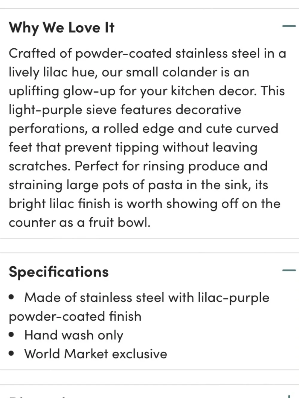 World Market Large pink lilac colander